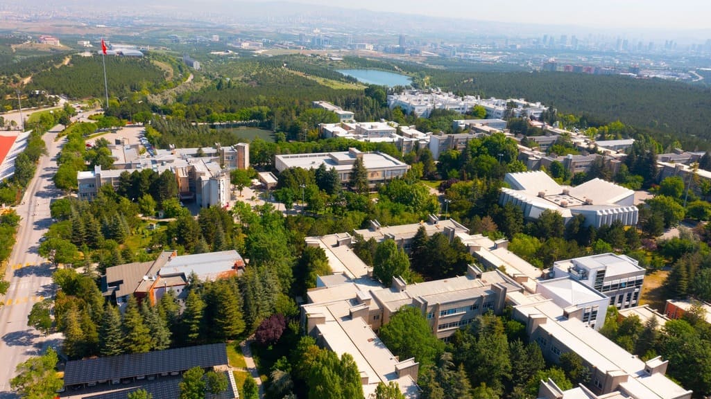 Aerial view of Hacettepe University’s forested Beytepe Campus in Ankara
