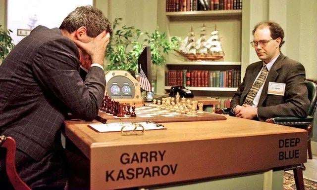 Garry Kasparov playing chess against IBM’s Deep Blue during their 1997 match