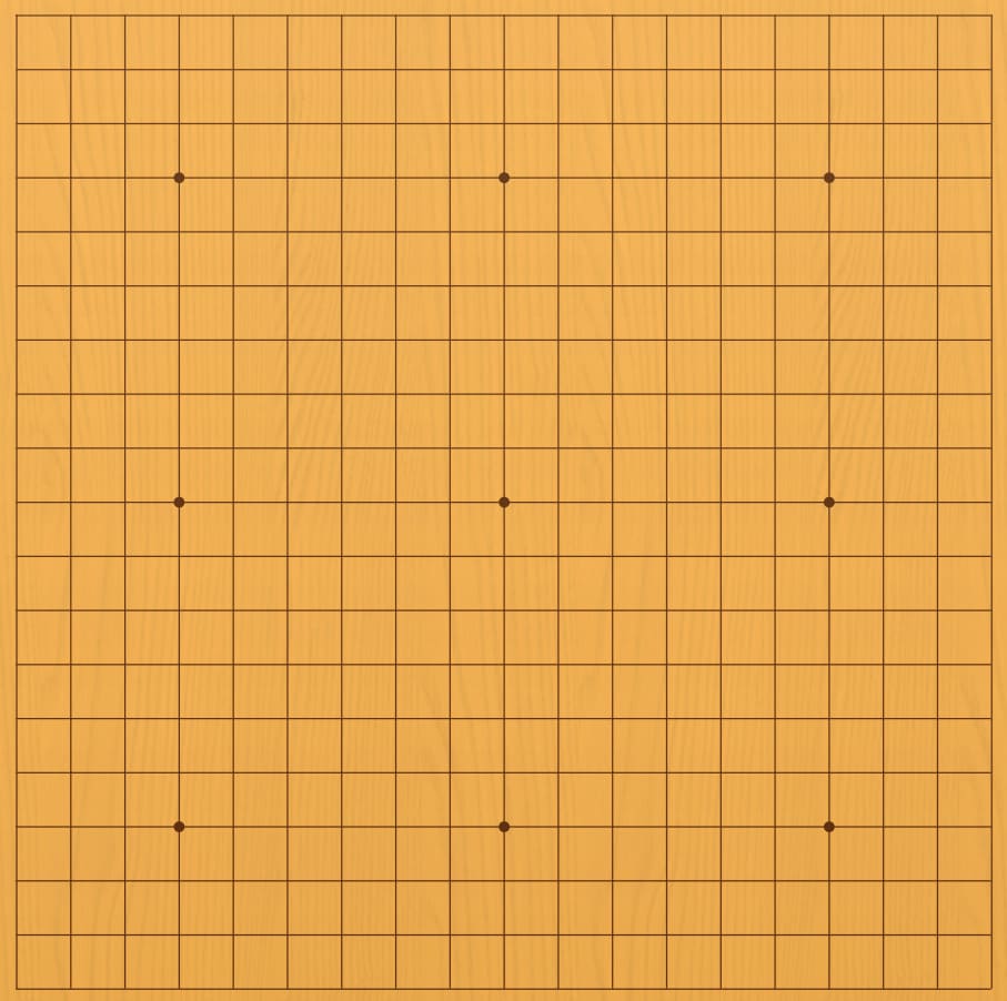 An empty 19×19 Go board with nine star points on a warm orange background.