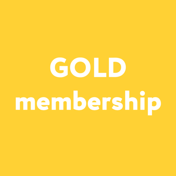 Yellow card with white bold letters promoting gold membership